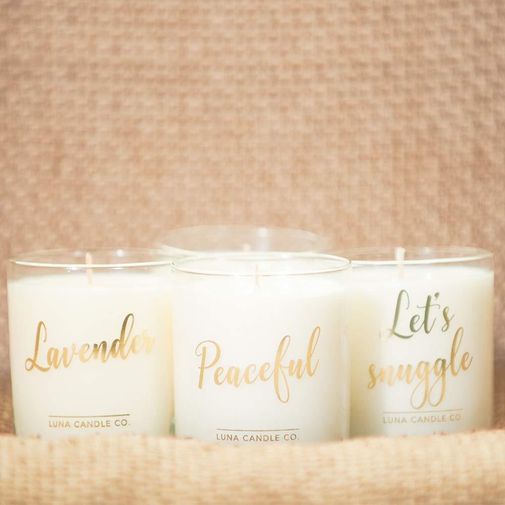 Summer Decor Lavender Jar Candle with Hints of Geranium, Luxurious Soy Wax 11oz. Glass, Long Burning Up to 110 Hours of Burn Time, Low Smoke, Aromatherapy, Spa- Let's Snuggle