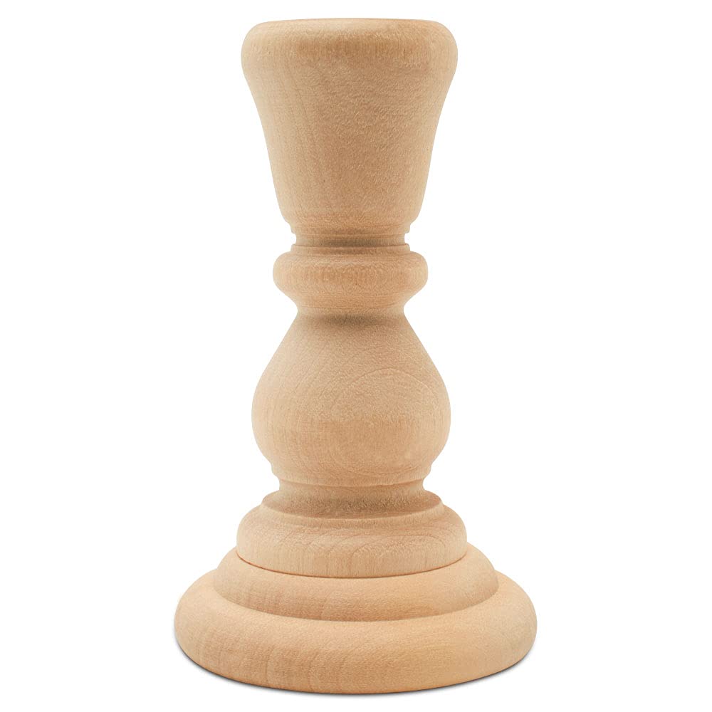 Mini Wood Candle Holders, 4 Inch Wooden Candlestick Holders with 7/8 Inch Hole, Set of 12 Unfinished Wooden Candle Holders, Farmhouse Rustic Candle Holder for Crafts, Decorating and Painting