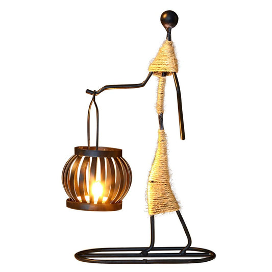 XILIN-1987 Candle Holderss Girl Shape Iron Candlestick Tabletop Decoration Cafe Candlelight Dinner Props Romantic Candlestick Decorative Candlestick (Size : B)