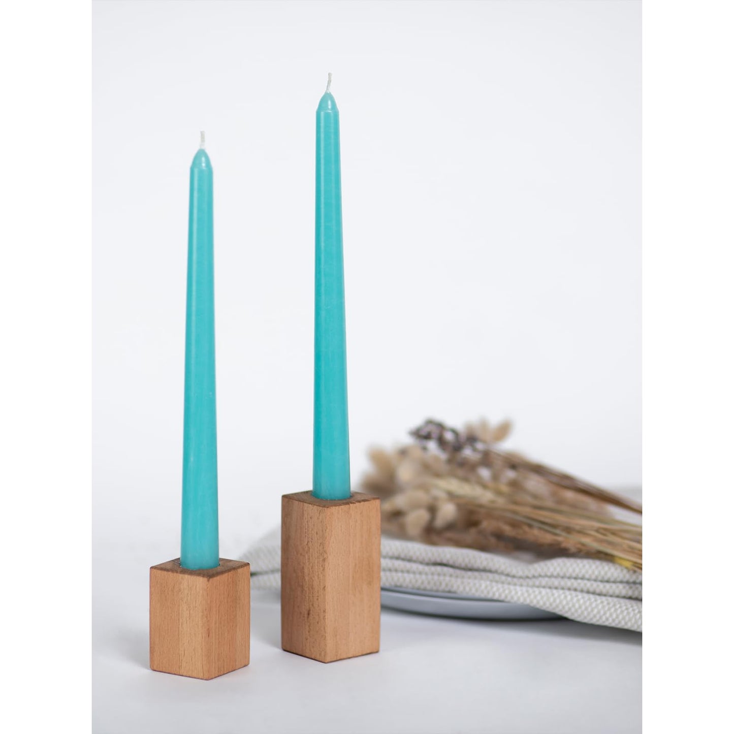 CANDWAX 8 inch Teal Taper Candles Set of 12 - Unscented Smokeless Dripless Tall Candlesticks - Perfect for Holidays, Ordinary Dinners and Special Occasions - Turquoise Taper Candles