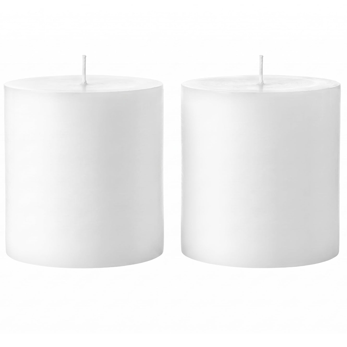 Mister Candle 4" x 4" White Pillar Candles Set of 2 – Unscented, Smokeless, Dripless Handmade Paraffin Wax Candles – Long 80 Hour Burn Time – Decorative Centerpiece & Home Decor Candle Set