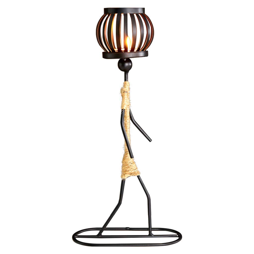 XILIN-1987 Candle Holderss Girl Shape Iron Candlestick Tabletop Decoration Cafe Candlelight Dinner Props Romantic Candlestick Decorative Candlestick (Size : C)