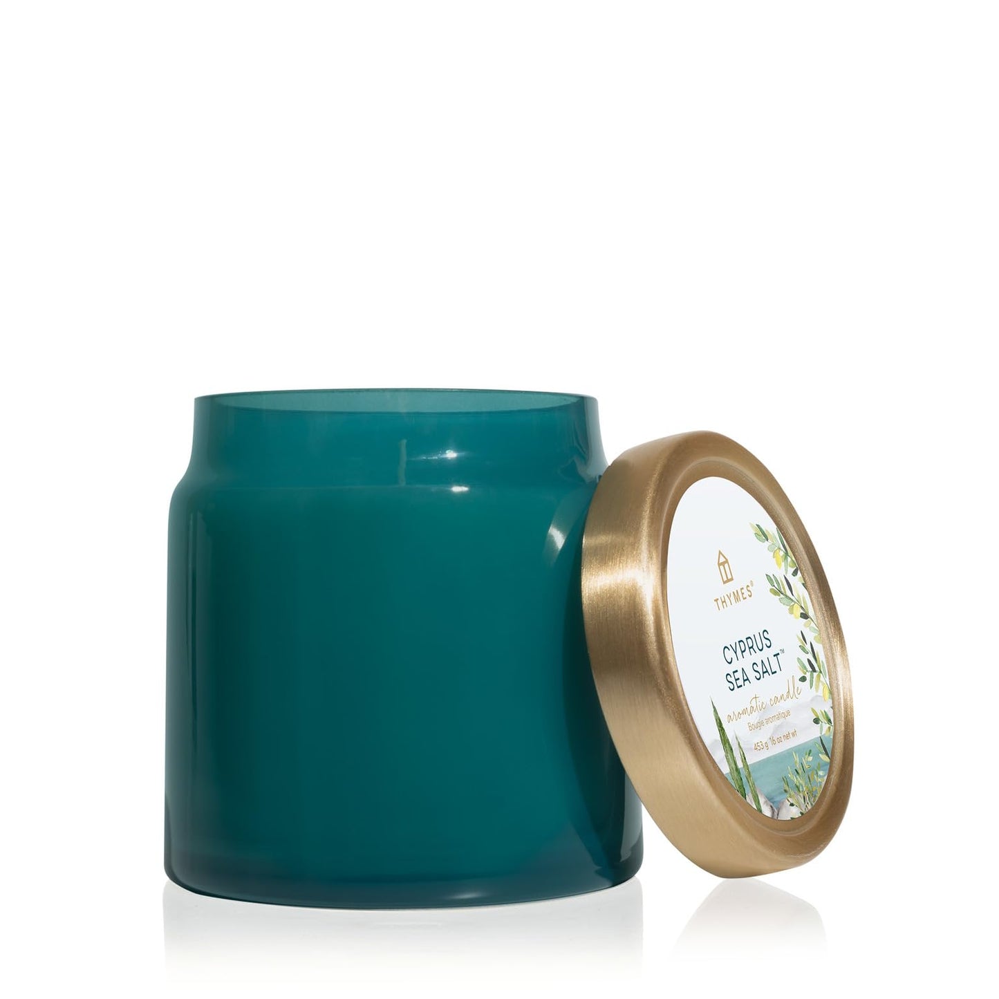 Thymes Poured Glass Jar Candle - Scented Candle for a Fresh Home Fragrance - Aromatherapy Candle in Glass Jar (Cyprus Sea Salt)