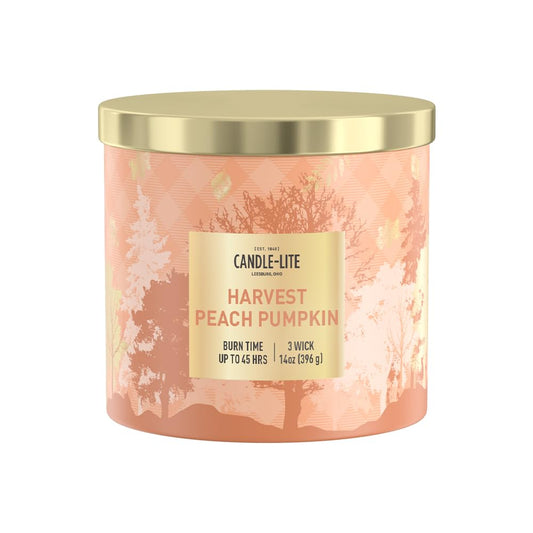 Candle-lite Halloween Scented Candles, Juicy Peaches with BlackBerry & Pumpkin, 14 oz Jar, 45 Hour Burn, Fall Scented Candle for Home Decor, 3-Wick, Proudly Poured in USA, Halloween Candle Decoration