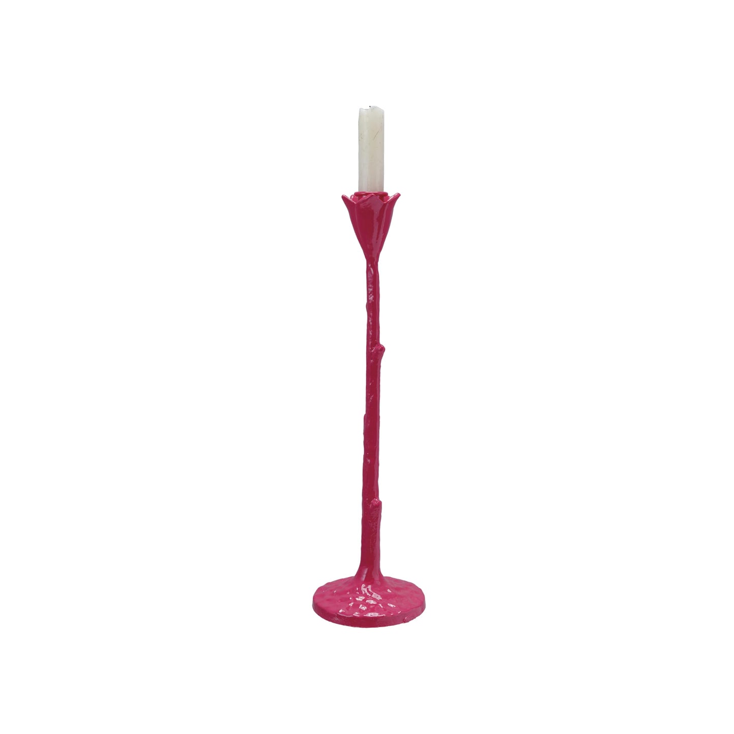 Creative Co-Op Tall Cast Metal Flower Shaped Taper Holder, Pink