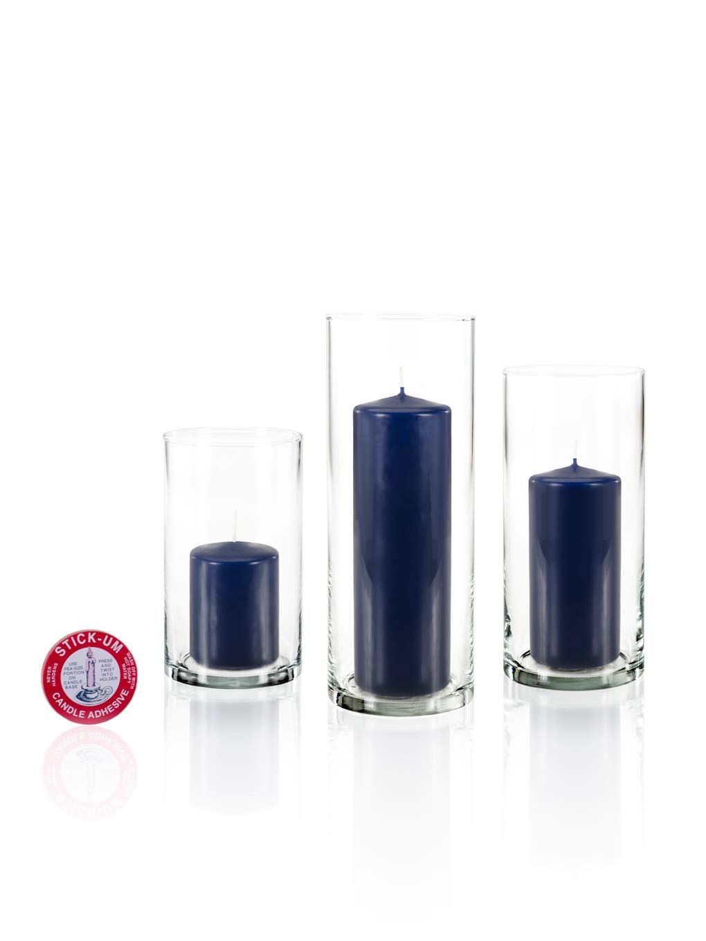 yummi Set of 12 Slim Pillars and Cylinder Vases - Navy Blue