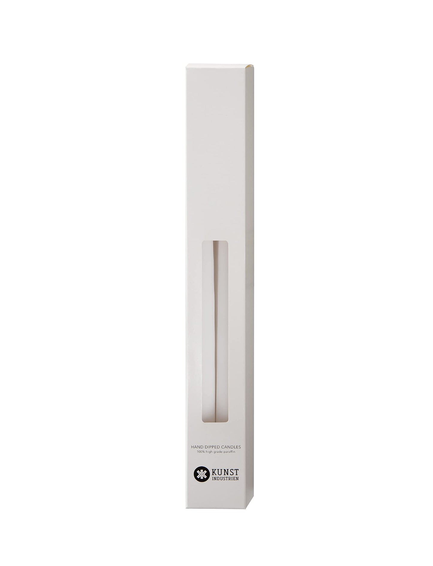 Kunstindustrien® White Taper Candles – Set of 4, 13.8" – Made in Denmark, Long Burning Candles 15h, Unscented & Smokeless Candlesticks – Elegant Tall Candles for Weddings, Dinners & Home Decor (White)