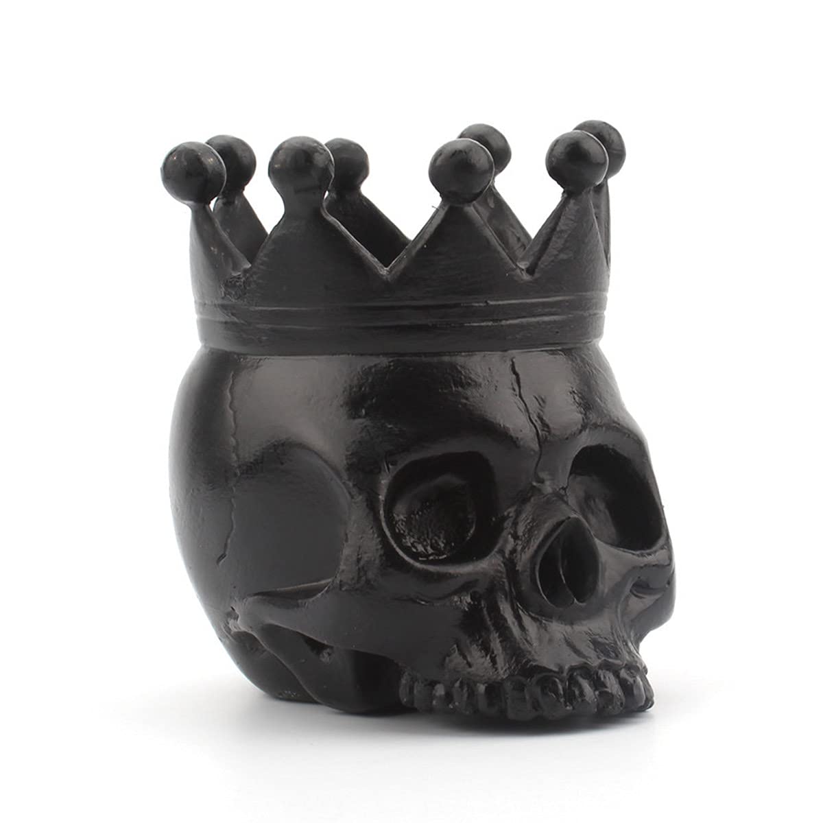 UnionKK 1 PCS Halloween Decorative Skull Candlestick Holder Resin Skeleton Candle Holder Home Bar Decoration (Black Skull)