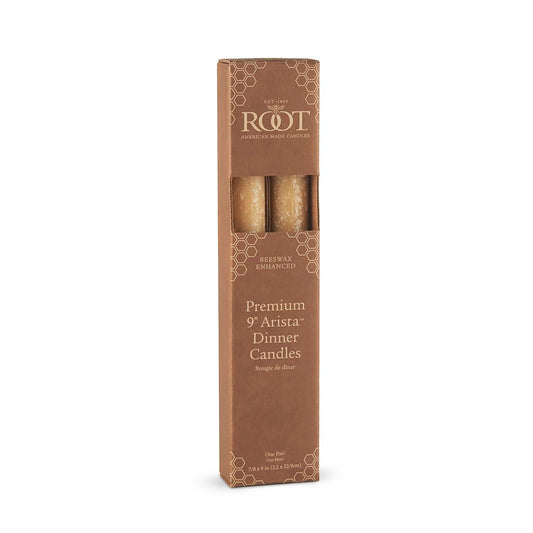 Root Candles 2-Count Unscented Dinner Candles Rustic Dripless Beeswax Blend Timberline Arista Candles, 9-Inch, Beeswax