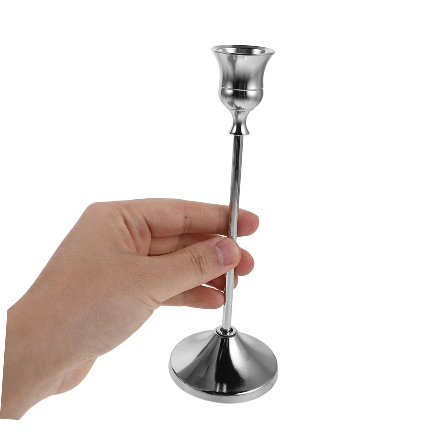 Ipetboom 6pcs European Style Taper Candle Holders Set, Alloy Metal Stable Candle Display with Polished Finish, Elegant Vintage Carved Design for Wedding Table Centerpiece and Holiday Event