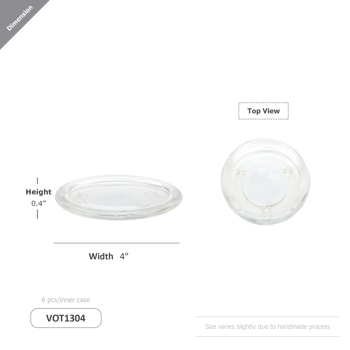WGV Tea Light Votive Candle Holder Plate 4" W, Clear Flat Plate Glass, Small Home Accent Decor, 1 Pc
