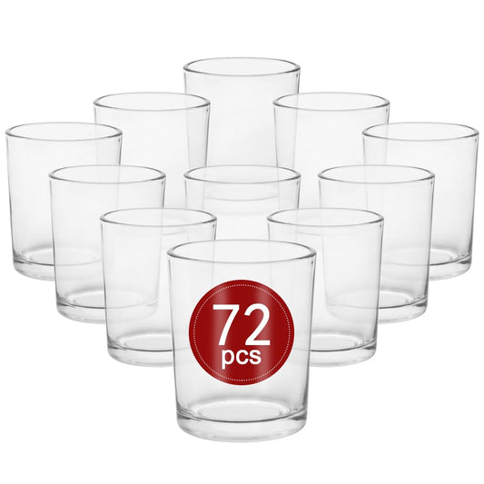 BTGLLAS 72pcs Clear Glass Tea Light Holders - Votive Candle Holders Bulk for Weddings Events - Glass Votives for Wedding Centerpieces, Christmas, Thanksgiving - Candle Accessories Decor (72, Clear)