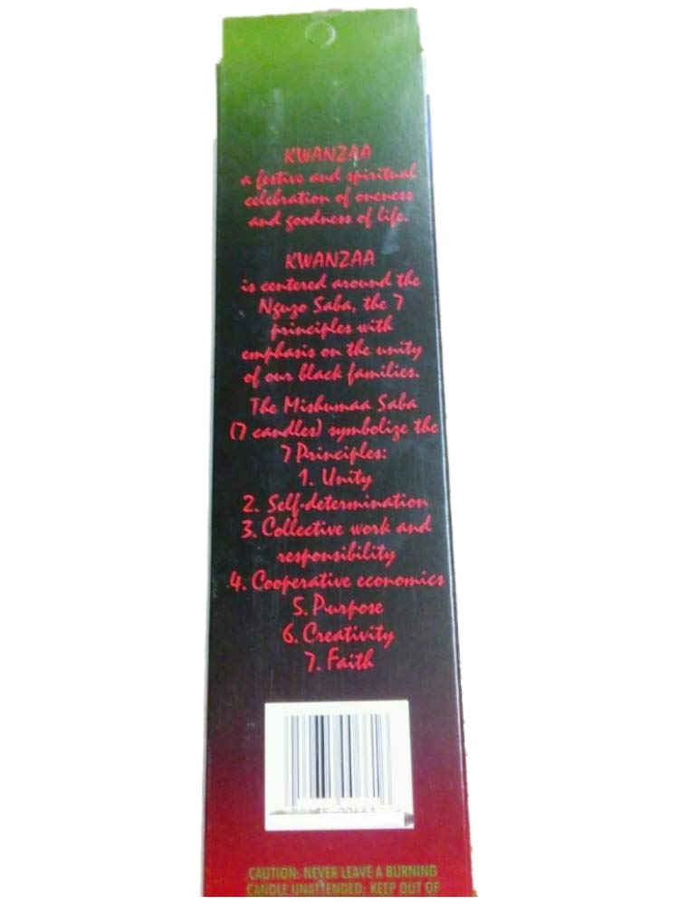 D'light Online 12" Kwanzaa Candle Set Elegant Taper Candles, Premium Quality Hand-Dipped Tapered Candles, Dripless and Smokeles - Set of 7 (12 Inch, Kwanazaa)