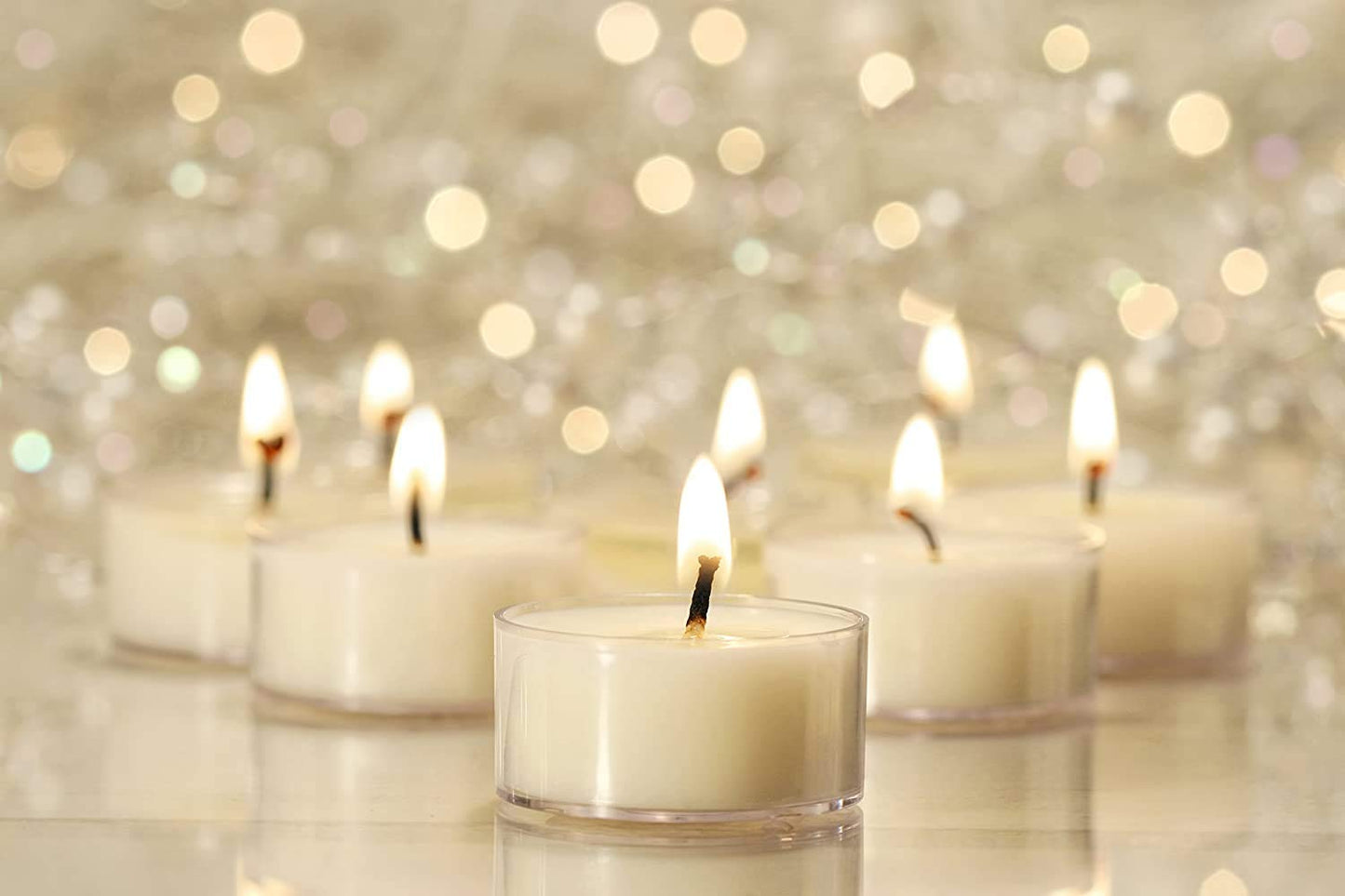 Ner Mitzvah Tea Light Candles - 100 Bulk Pack - White Unscented Tealight Candles in Clear Cup - Long Burning - 4.5 Hour