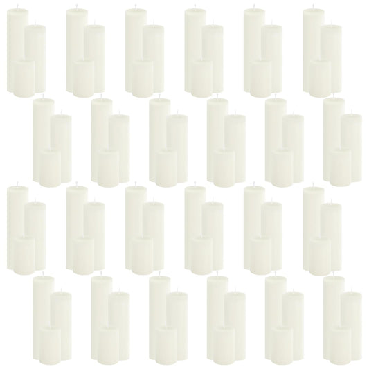 Trxvxo 72 Pcs White Pillar Candles Bulk Set: 2 x 3/6/8 Inch (24 Each), Dripless Unscented Smokeless Hurricane Candles for Creating Warm Elegant Atmosphere at Weddings, Parties and Events.