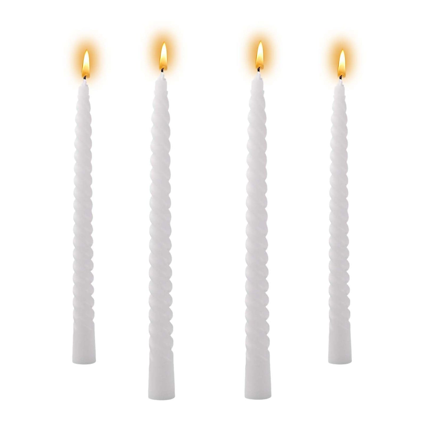 4 Pack 10Inch Spiral Taper Candles for Wedding,Birthday Party,Christmas and Spring Home Decoration, Kitchen Twisted Candlesticks for Dinner Halloween,Thanksgivingg (4, White, 10 in)