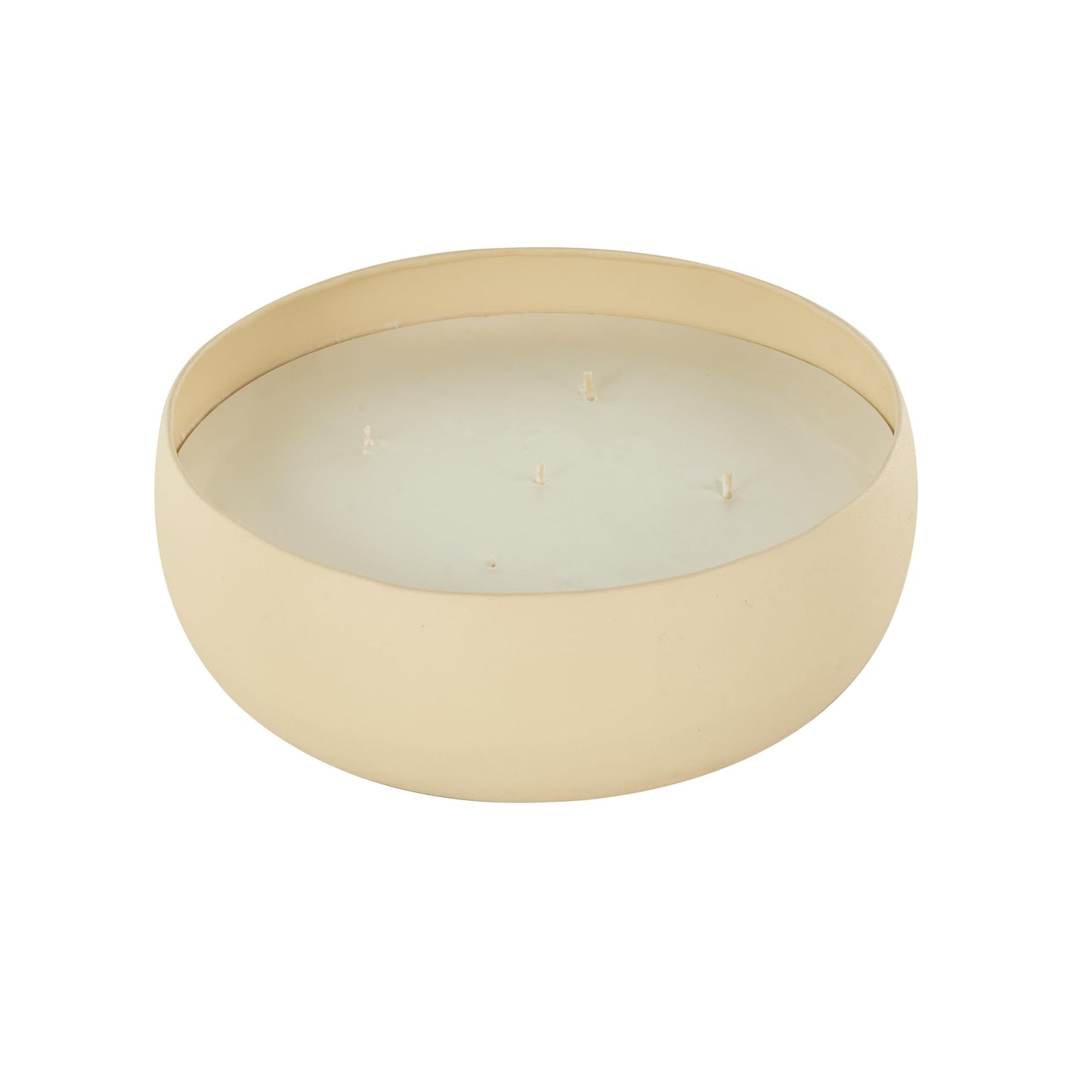 Deco 79 Metal Decorative Candle Eucalyptus Spa Scented Textured 63oz 5 Wick Aromatherapy Candle with White Wax, Wax Aromatherapy Candle 9" x 9" x 3", Beige