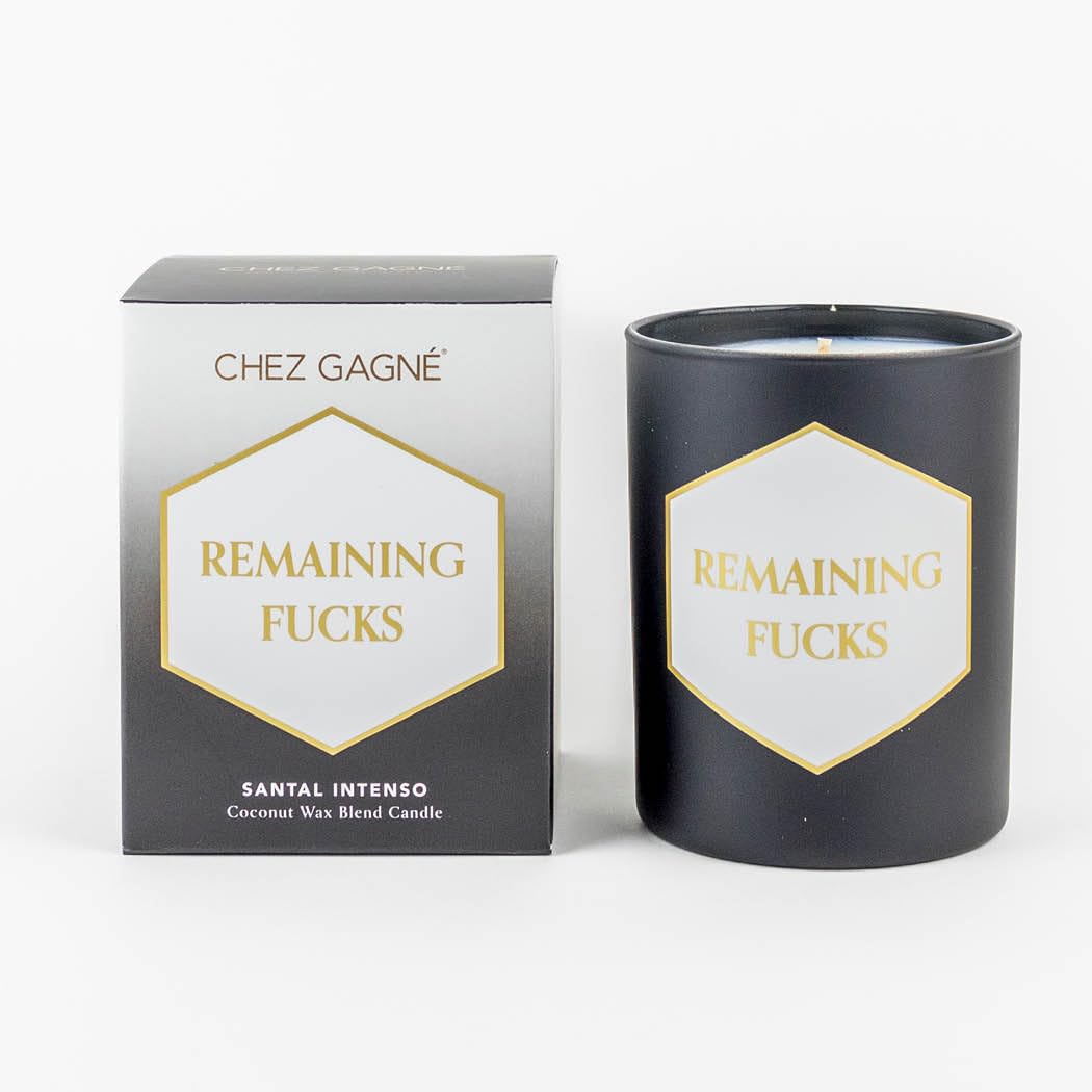 Chez Gagné Scented Coconut Wax Candle 11oz - 60-Hour Burn, Aromatherapy Candle with Giftbox, Luxury Candle, Ideal Gift for Home, Women, Men (Remaining F*CKS - Santal Intenso)