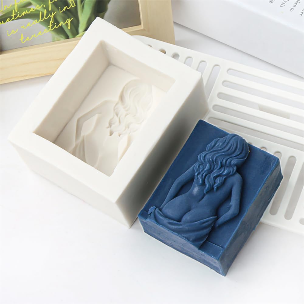 Set of 3 Silicone Soap Molds Sexy Lady Back Candle Mould Chocolate Resin Mold Soap Making Mold