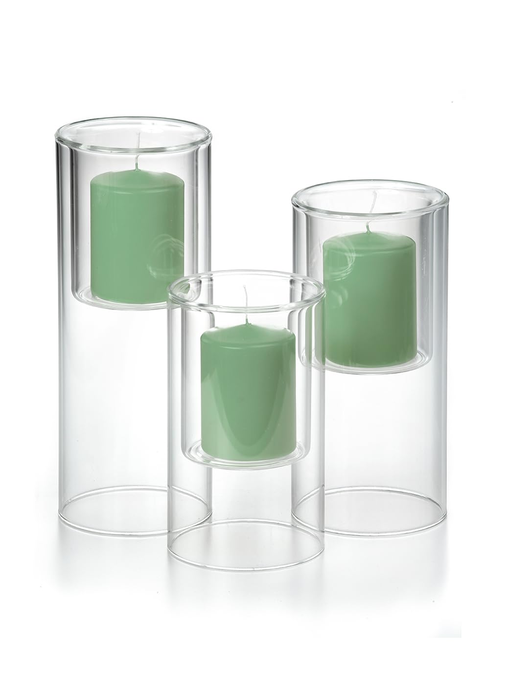 Yummi Set of 3 Pillar Candles & Ethereal Cylinders - Sage
