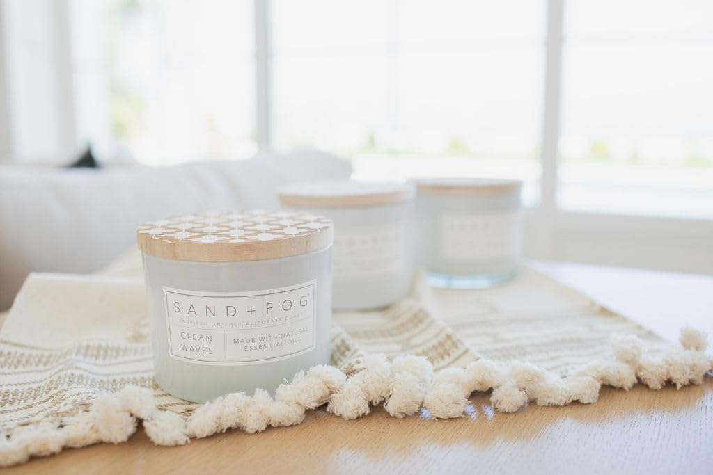 Sand + Fog Beach Day Bundle - Set of Three Luxury Candles - California Beach House, Clean Waves, Ocean & Sea Salt - 12 oz