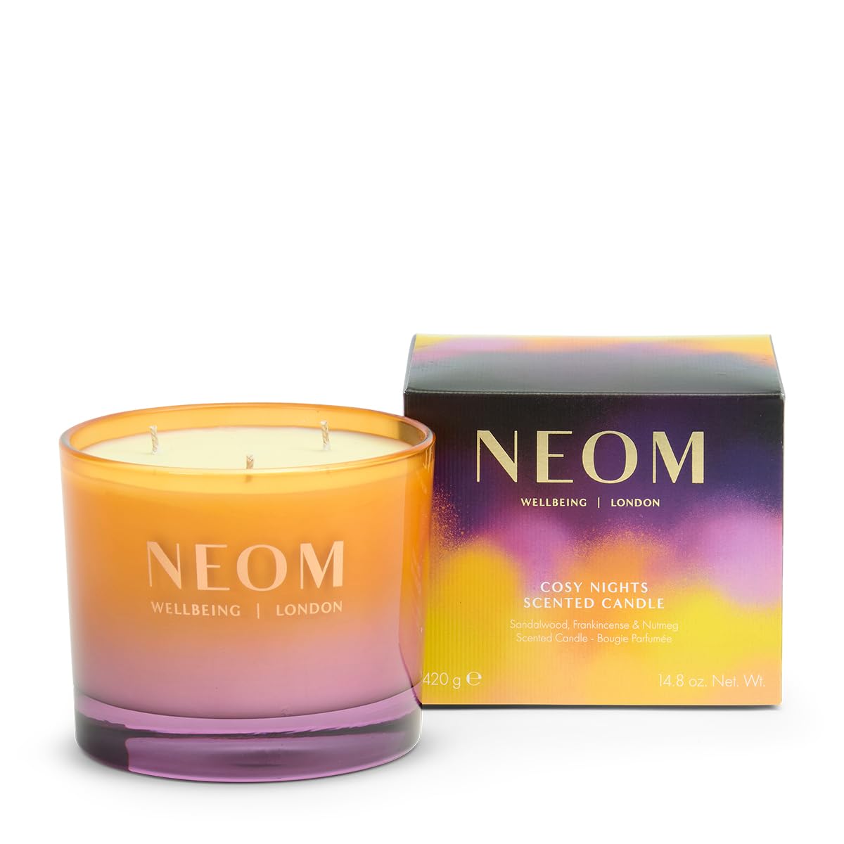 NEOM Cosy Nights Candle, 3 Wick | Sandalwood, Frankincense & Nutmeg I 100% Naturally derived Wax I 100% Natural fragrances I Relaxing