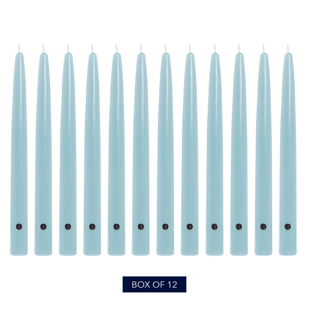 Colonial Candle Unscented Taper Candle, Handipt Collection, Coastal Blue, 12 in, Pack of 12 - Up to 10 Hours Burn