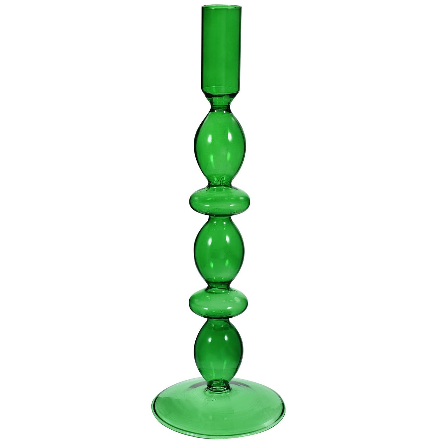 ULTNICE 1 Pc Romantic Retro Candle Holder Glass Candlesticks Home Candle Holder Dinner Candlestick Desktop Decor, Dark Green, MUC4N72291016MDR3HFC, 26.5x9cm