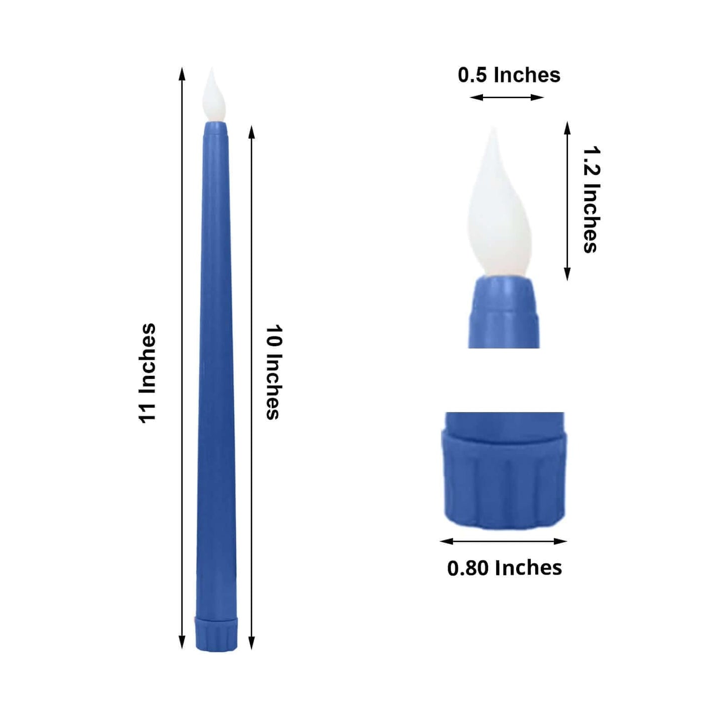 Efavormart 8 Pack Mixed Blue Flameless LED Taper Candles, 11" Flickering Battery Operated Candles for Birthday Party, Boy Baby Shower & Event Decor