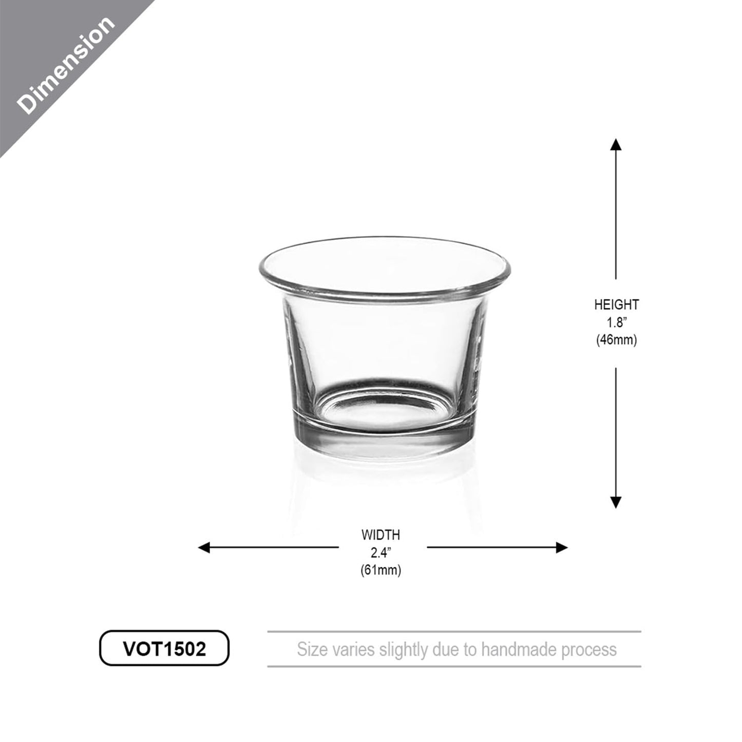 WGV Flare Lip Cylinder Tea Light Votive Candle Holder 2.4" W x 1.75" H, Clear Oyster Glass Cup, Small Accent Decor, 1 Pc