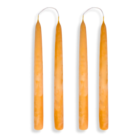Candlestock Beeswax Taper Candles – Standard 7/8" Diameter, Pure 100% Natural USA Beeswax, Cotton Wick, Dripless, Long-Burning, Handmade in Woodstock, NY- 10 Inches - 2 Pairs (4 Candles) - Natural