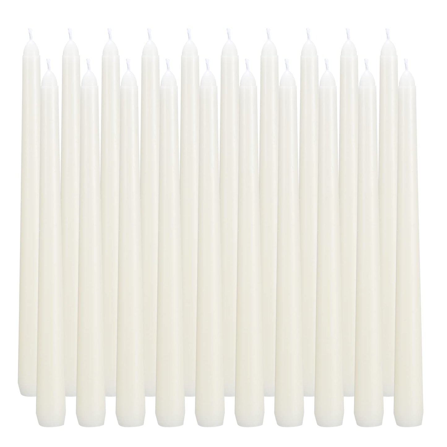 flamecan Ivory Taper Candles, Set of 40 Unscented and Smokeless 10 Inch Taper Candles Long Burning, Paraffin Wax with Cotton Wicks for Burning Approxinately 7-8 Hours Time