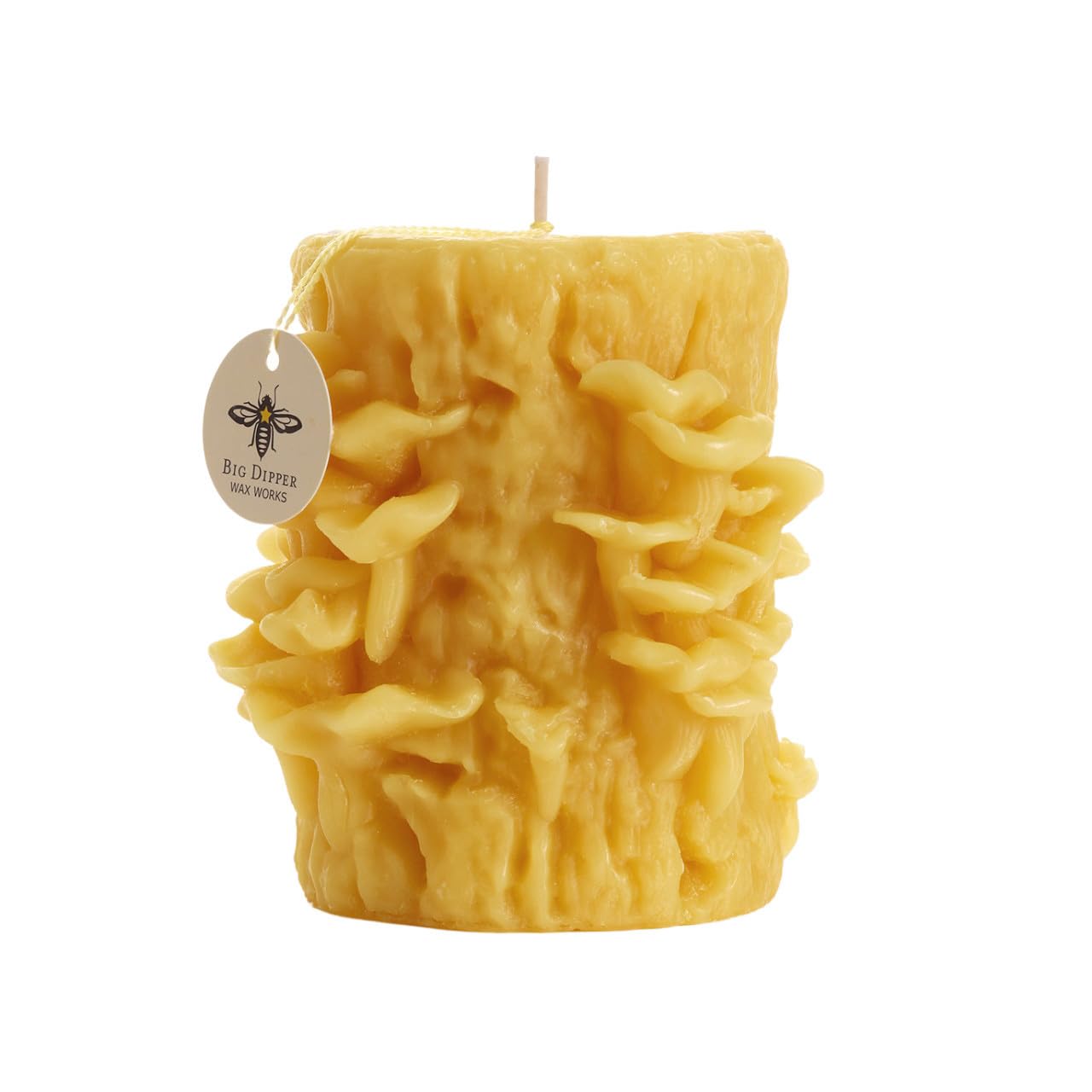 Big Dipper Wax Works Beeswax Oyster Mushroom Candle – Handcrafted 100% Pure Beeswax, Unscented, 60-Hour Clean Burn, Eco-Friendly Sculpted Woodland Décor Gift for Nature Lovers, 4" x 3.25"