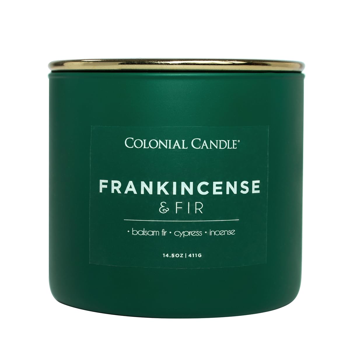 Colonial Candle Frankincense & Fir Scented Jar Candle, Pop of Color Collection, 3 Wick, 14.5 oz - Up to 60 Hours Burn