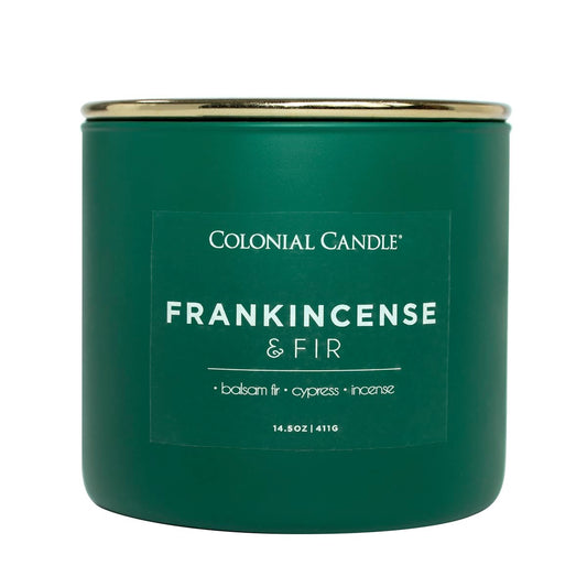 Colonial Candle Frankincense & Fir Scented Jar Candle, Pop of Color Collection, 3 Wick, 14.5 oz - Up to 60 Hours Burn