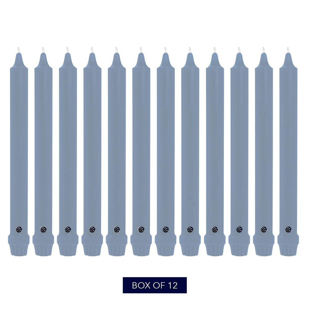 Colonial Candle Unscented Taper Candle, Classic Collection, Wedgewood, 10 in, Pack of 12 - Up to 8 Hours Burn