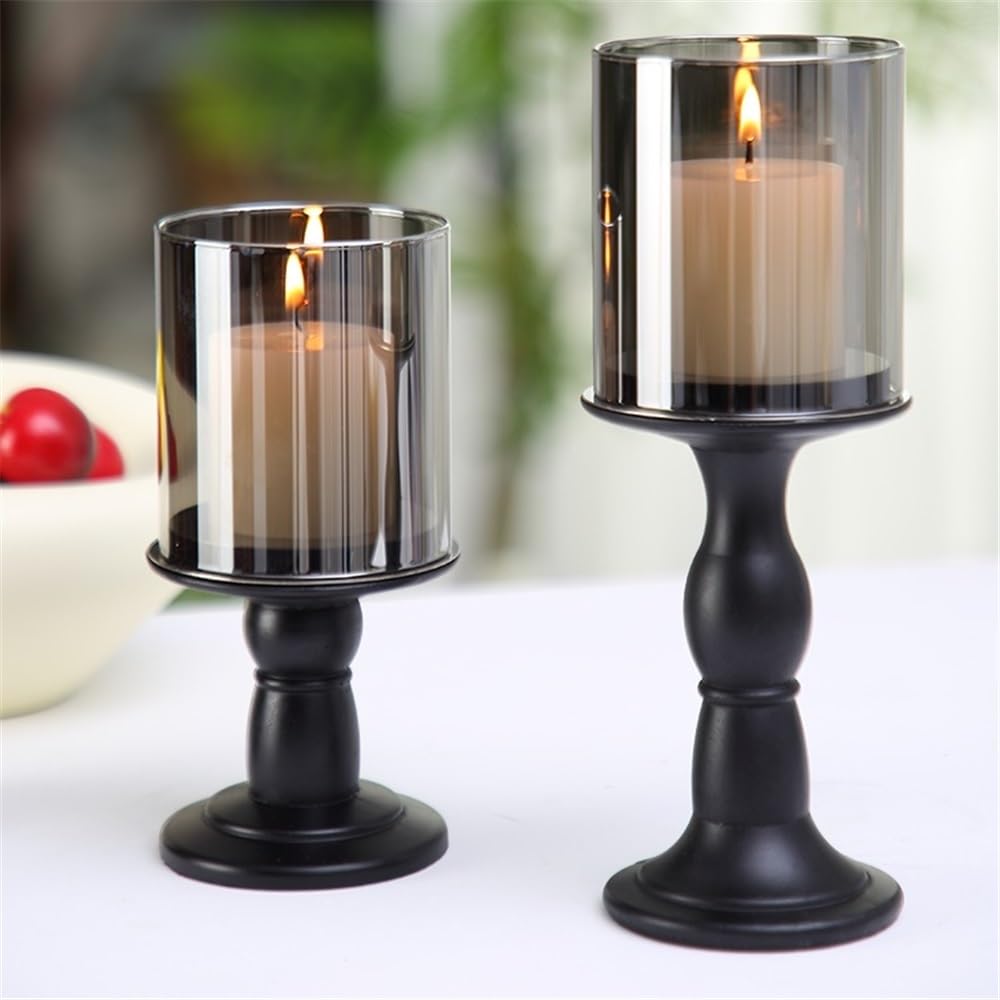 Candlestick Holders Retro Candlestick Ornaments Black Roman Column Base Candle Holder Light Luxury Decoration Candle Holders(Large)