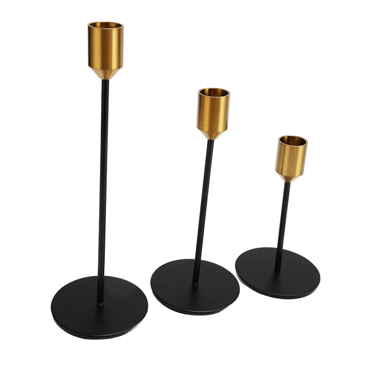 Black Gold Candlestick Holder, Elegant Brushed Iron Candle Stand, Romantic Decorative Metal Candle Holder with Slim Design for Weddings Home Decor and Gift Giving