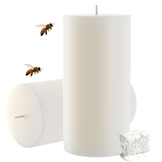 White Natural Beeswax Pillar Candles-56 Hours Burn Time 100% Pure Beeswax Candles | Organic Bees Wax for Home, Prayer, Christmas, Party | Unscented, Smokeless, Dripless 2 Pack (2×4 inch)