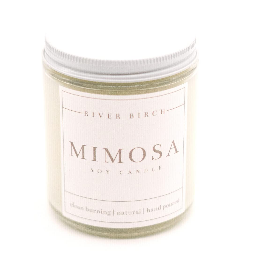 River Birch Candles Mimosa Scented Candle | Premium, All-Natural, Non-Toxic, Soy Candles | 8.5oz 40 Hr Burn Time | Cozy Relaxing Gifts for Home