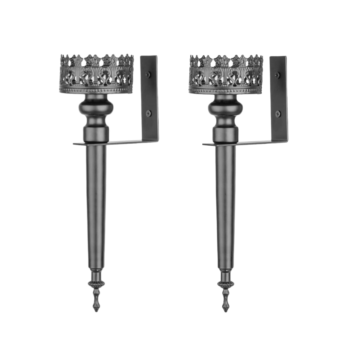 Wall Sconce Candle Holder Set of 2, Scepter Design Metal, Home Decoration for Living Room, Bathroom, Dining Room（Black）