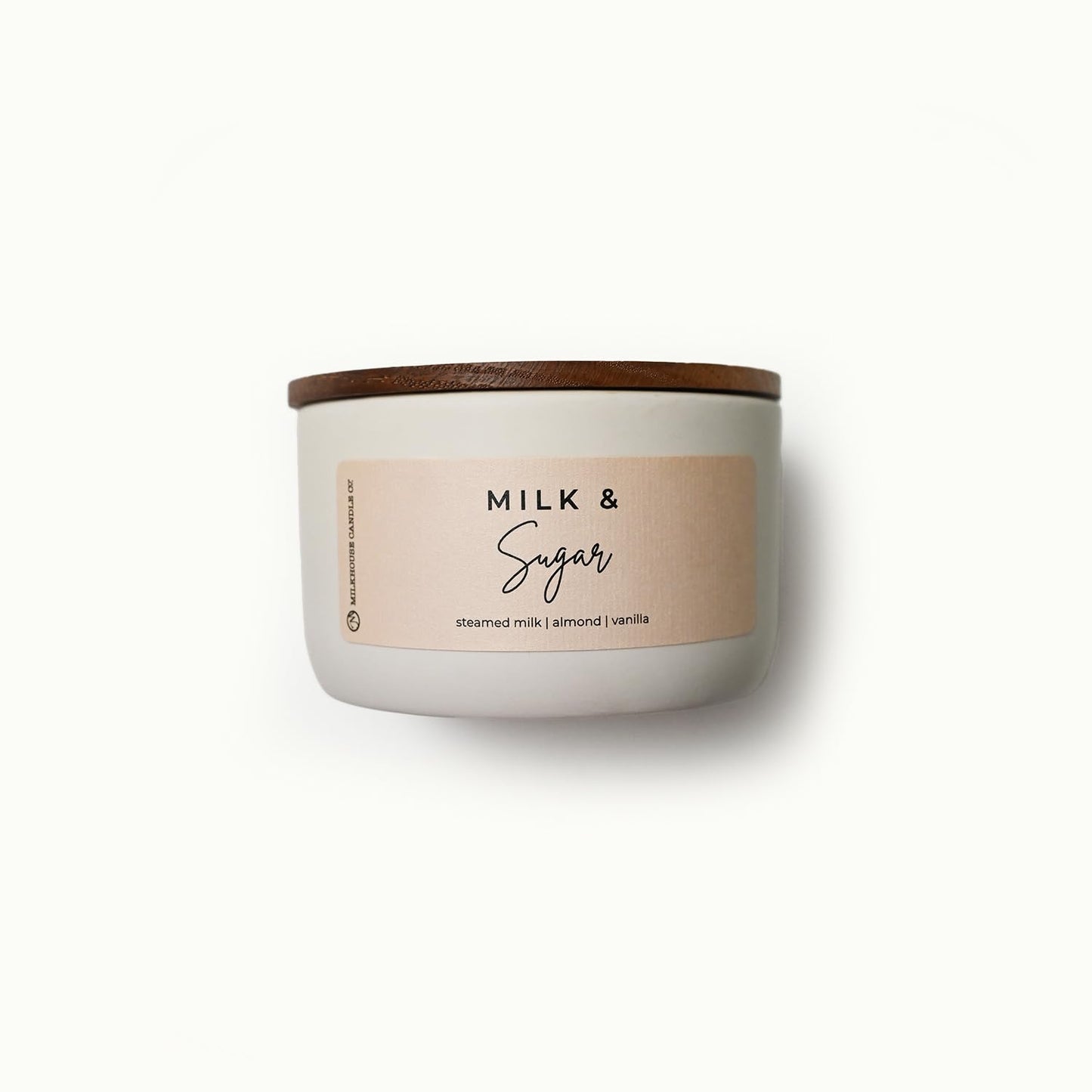Milkhouse Candle Company Milk & Sugar Soy Candle - Steamed Milk | Almond | Vanilla Scented - 10 oz Signature Statement Candle with Lid, 20+ Hour Burn Time, Made in the USA