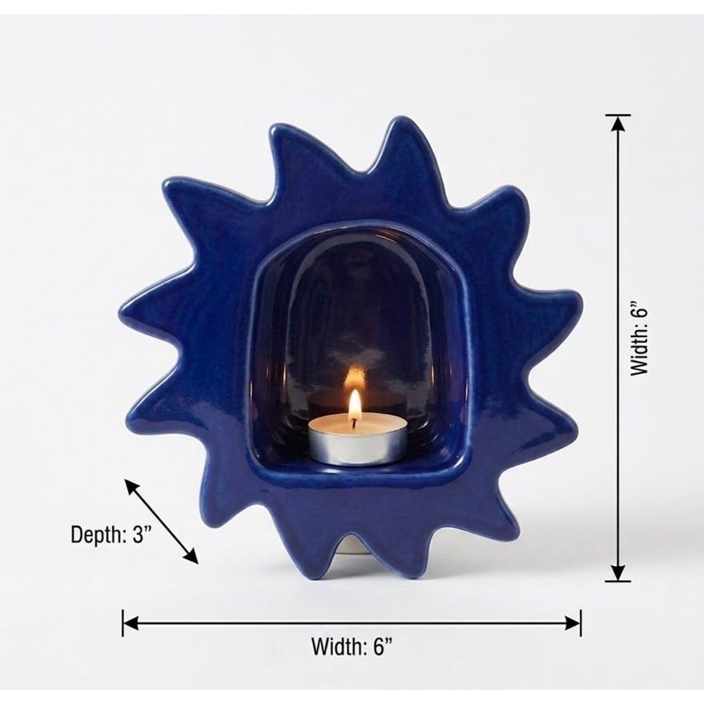Set of 3 Cobalt Blue Glass & Black Metal Candle Lantern Holders (XL, Large, Small) - Decorative Indoor/Outdoor Decor for Patio, Floor, Weddings & Ramadan