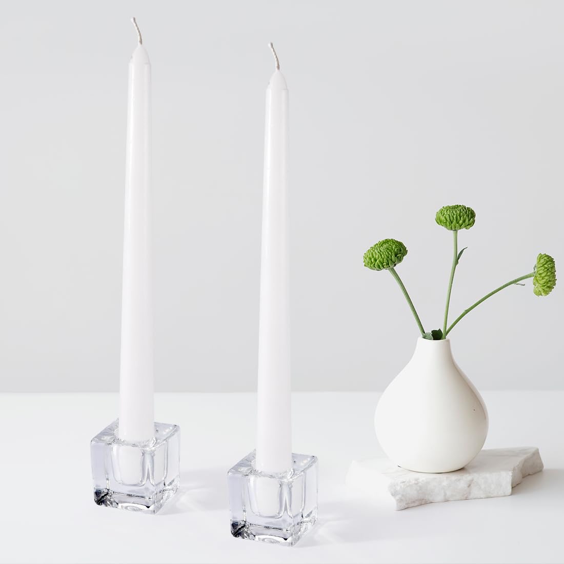 JONERAY Glass Candlestick Holders Bulk for Taper Candles, Set of 18 Clear Glass Candle Holders for Family Party, Church and Wedding