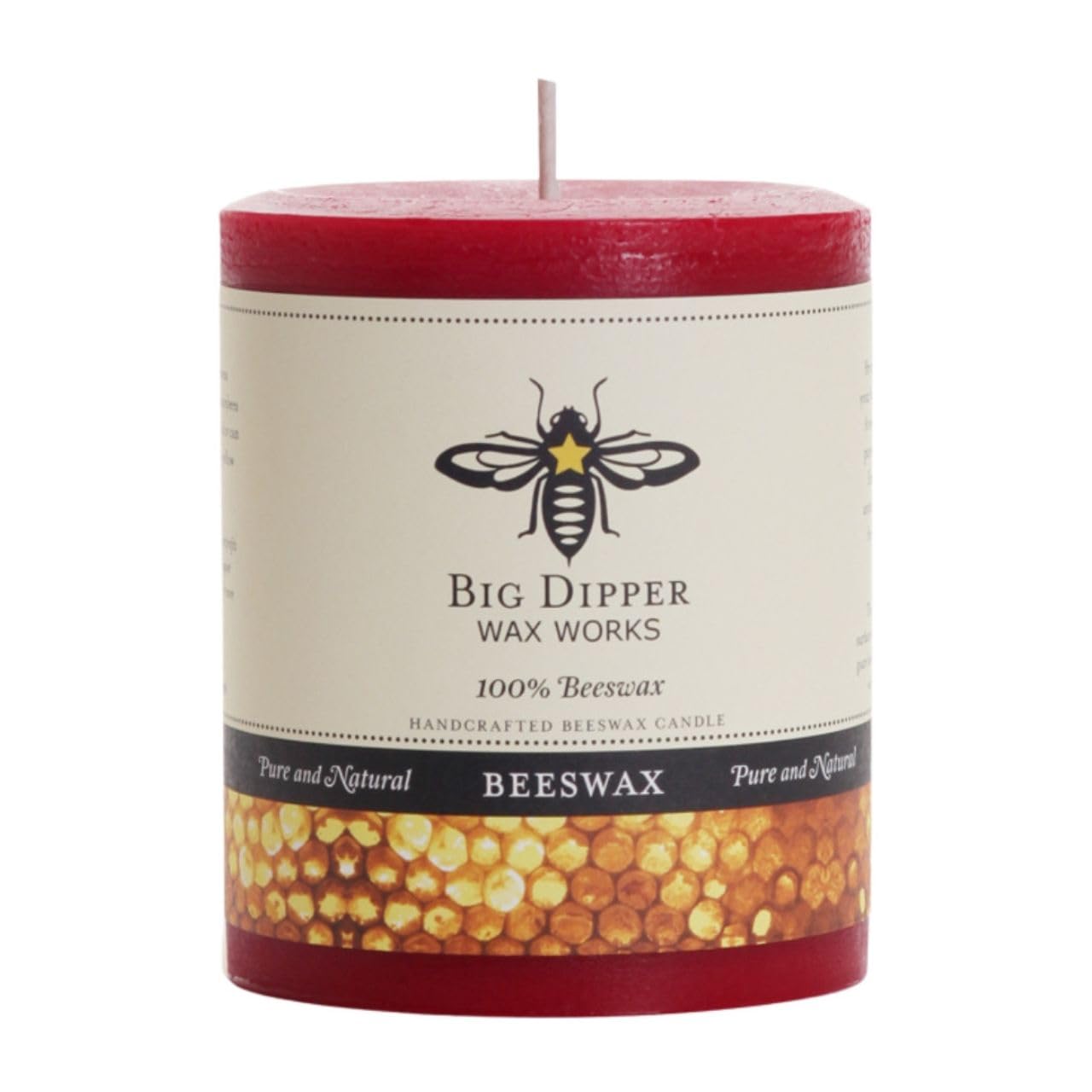 BIG DIPPER WAX WORKS 3X4 Red Beeswax Pillar, 1 EA
