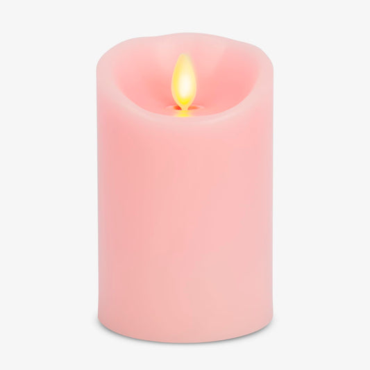 Luminara Flameless LED Battery Operated Flickering Pillar Moving Flame Candles (Saga Rose, 3" x 4.5")