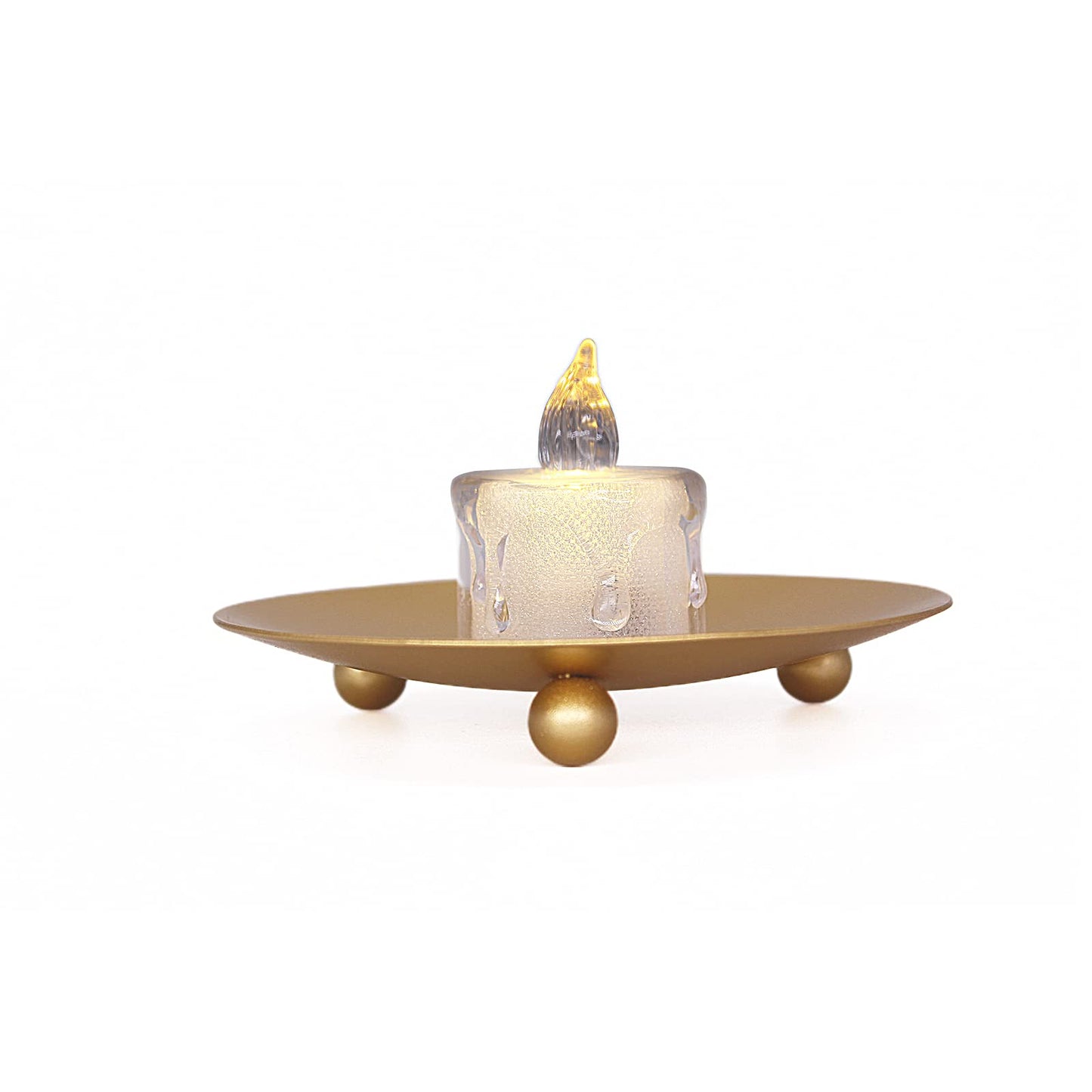 Candle Holder Decorative Iron Plate,Candle Stand for LED & Wax Candles,Spa,Bathroom,Weddings,4.33x0.78inch,Set of 3 (Gold)