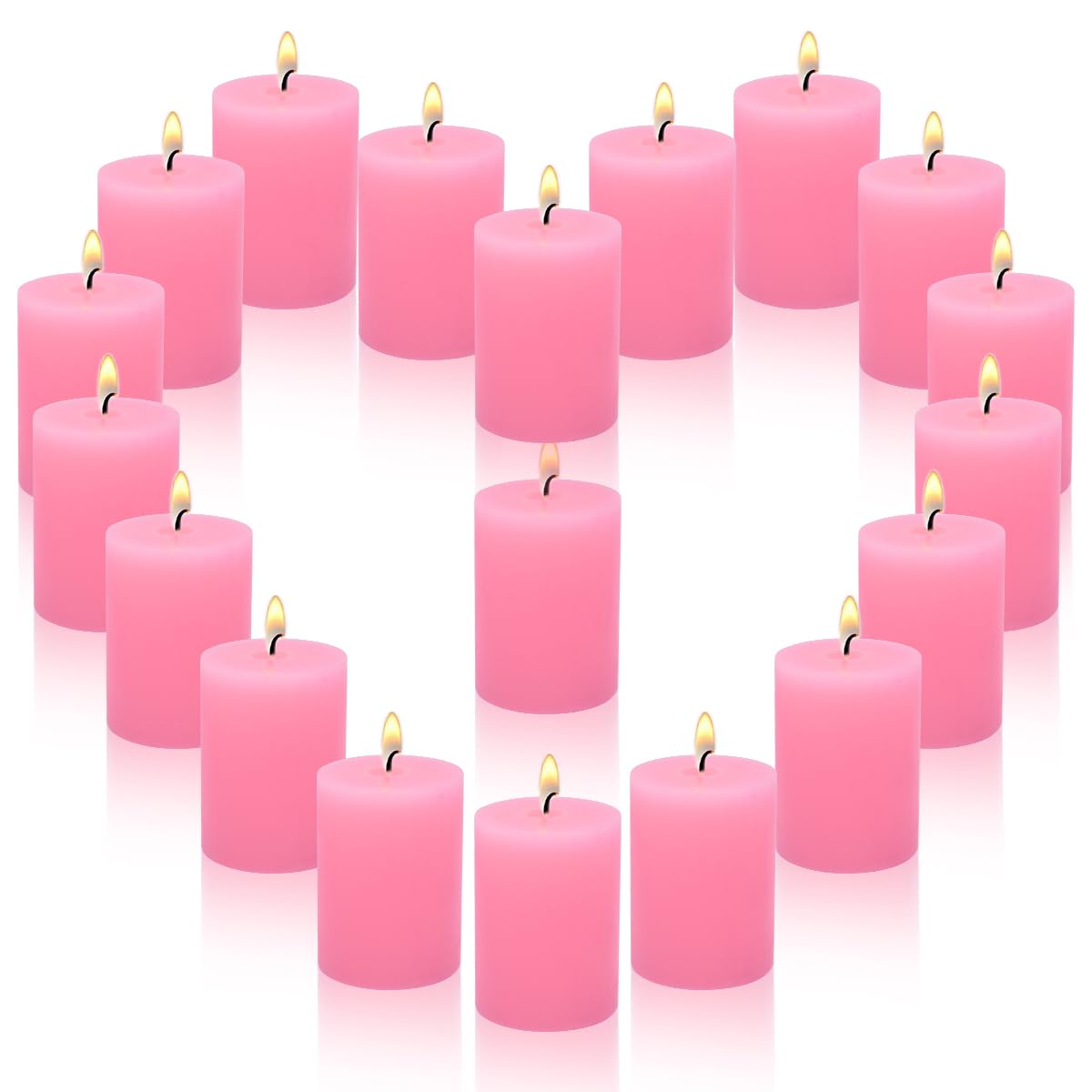 Yusevot 12 Hours Pink Votive Candles, 2.0 Inch Unscented Wax Candles for Wedding, Party, Holiday & Home, 24 Packs, VOTIVE-24X2.0FLAT-PINK