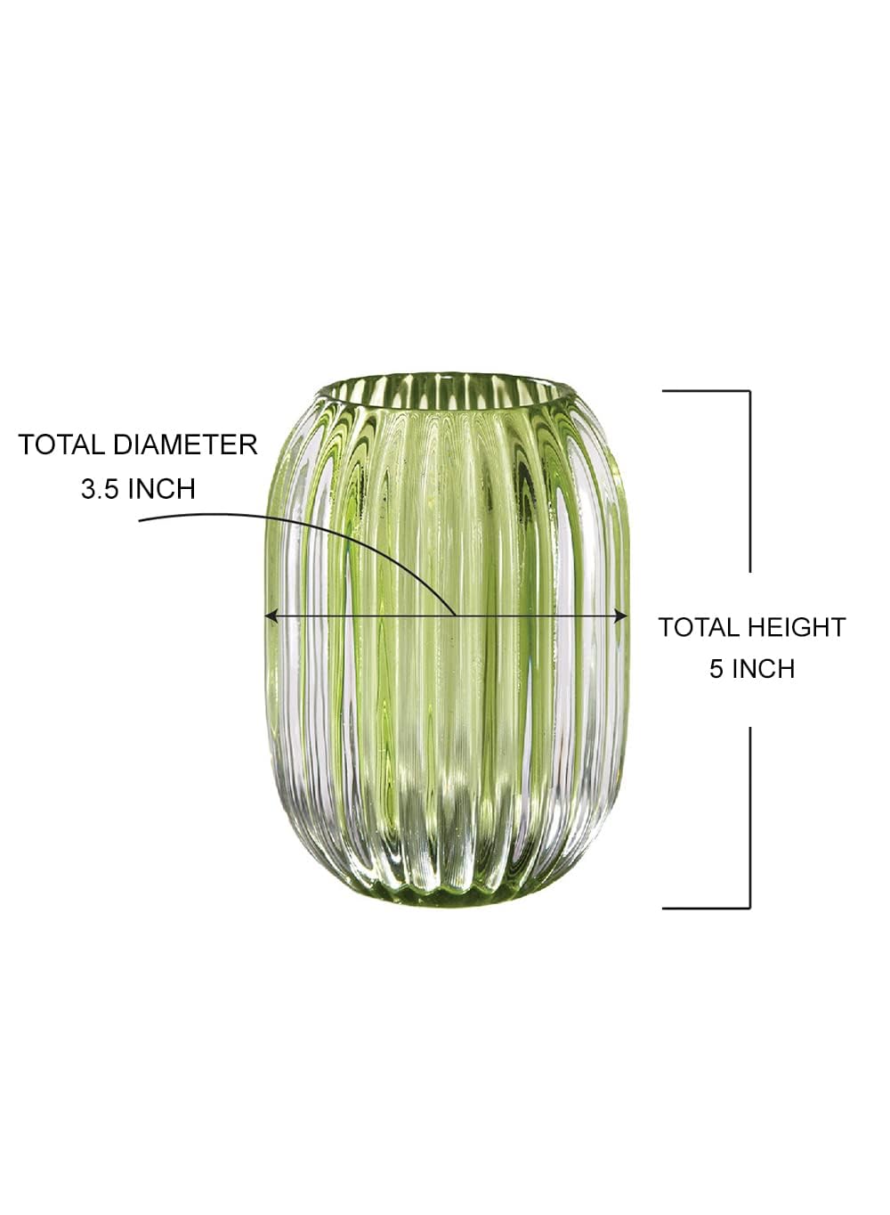 Serene Spaces Living Green Optical Glass Votive Holder, Perfect for Weddings and Home Décor, 5" Tall and 3.5" Diameter, Set of 12