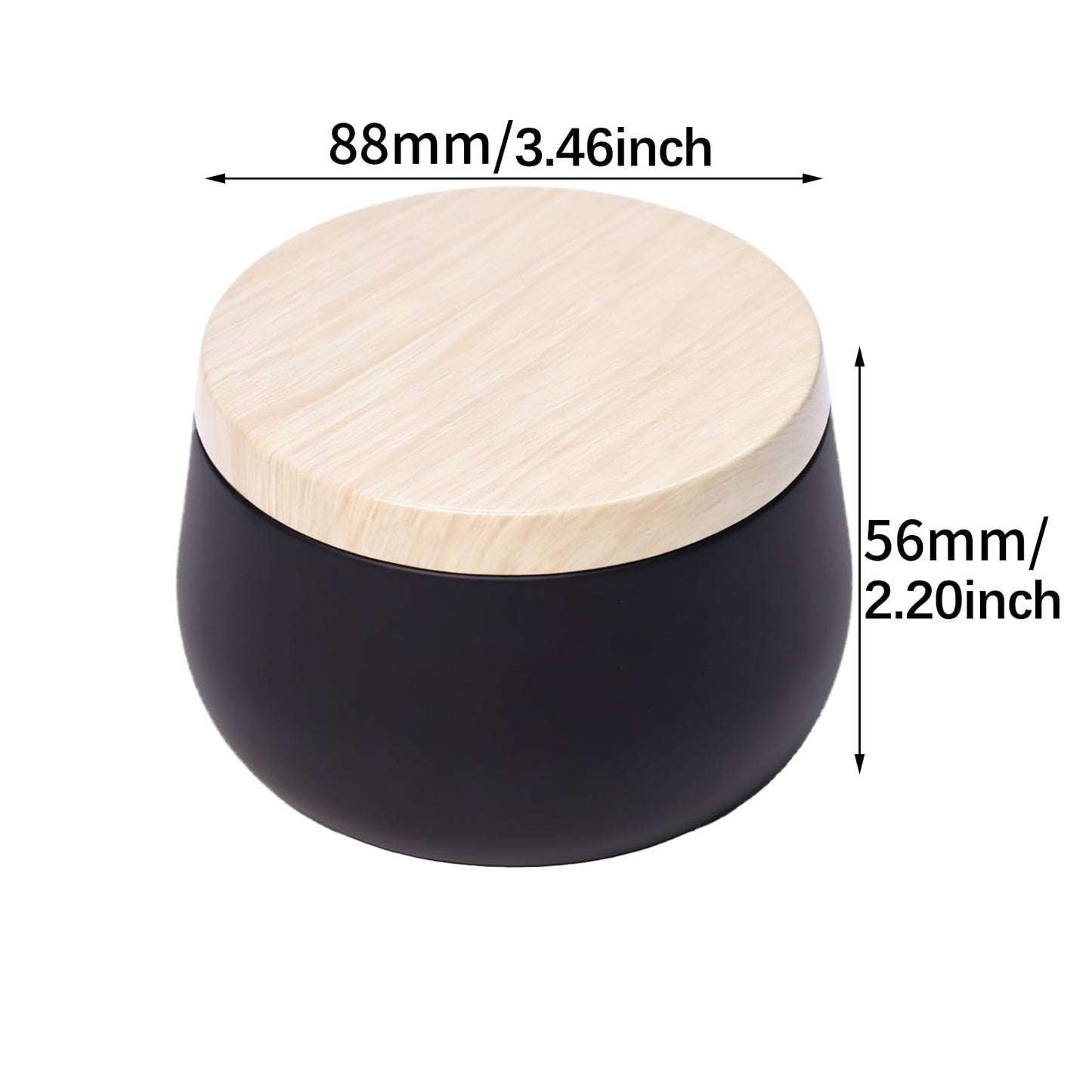 24 Pack 8 oz Candle Tins, Matte Black Metal Candle Jars with Wood Grain Lids, Empty Candle Containers Bulk for Candle Making Supplies, DIY Crafts, Storage & Gifts, Shatterproof Travel Vessels
